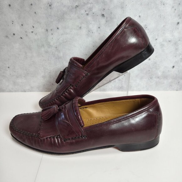 Johnston & Murphy Breland Burgundy Leather Tassel Loafers Mens 9M - Picture 6 of 10
